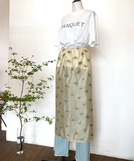 WHYTO.(ホワイト) フラワージャカード シアースカート / yellow beige ●送料無料●