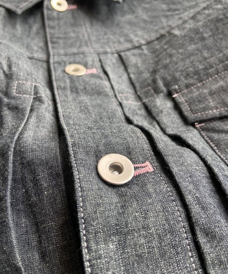 <women> Yarmo(ヤーモ) Indigo Chambray Work Jacket YAR-26SS-J29  / ピンク ●送料無料●