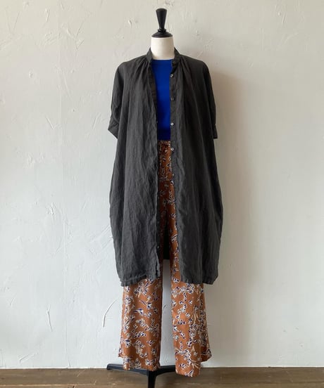 <women> Honnete(オネット) アイリッシュリネン ハーフスリーブ シャツワンピース HO-24SS OP5 ●送料無料●
