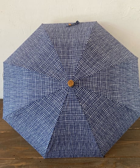 <unisex>Bon Bon Store(ボンボンストア)　ドローイングチェック長傘(晴雨兼用)／ネイビーチェック　送料550円