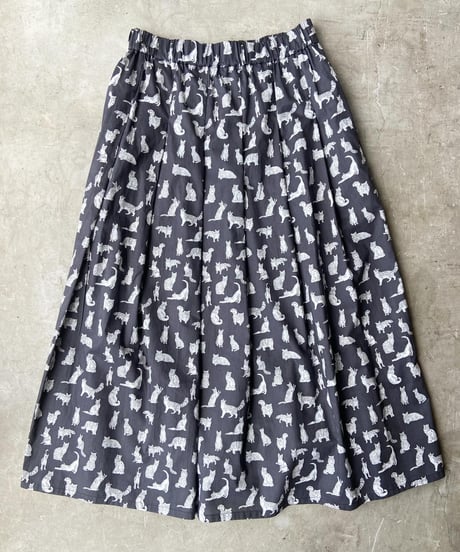 LIBERTY 猫プリント コットンギャザースカート　 Vent d’ouest(ヴァンド ウエスト)  リバティタナローン＜Meow＞(ミャオウ)  ●送料無料●