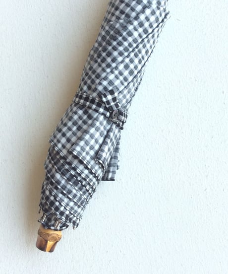 <women>Bon Bon Store(ボンボンストア)　ドローイングチェック　折り畳み傘(晴雨兼用)／ネイビー