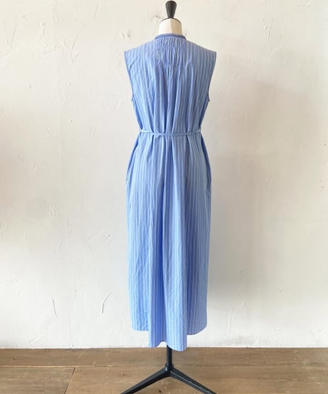 <women>ne Quittez pas(ヌキテパ)Poplin Stripe Flower Embroidery Sleeveless Dress(010561WR2)●送料無料●