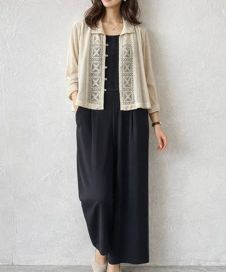 <women>Porter des boutons(ポルテデブトン) レースブラウス (P21-3-010-03)  エクリュ ●送料無料●