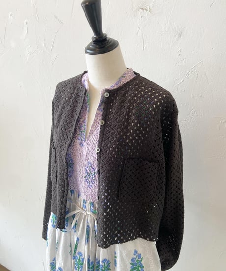 <women>ne Quittez pas(ヌキテパ) Cotton Jacquard Iberis Print Embroidery Dress (010541GR4)●送料無料●