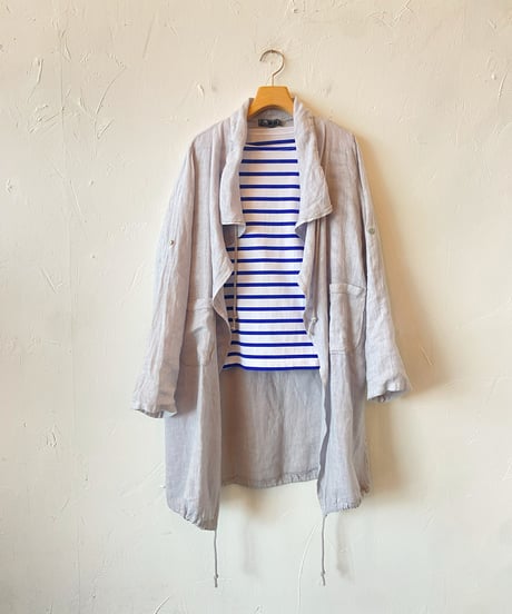 <women> M Made in Italy(エム メイドイン イタリー) リネン ロングカーディガン(17-9679W) cloud ●送料無料●