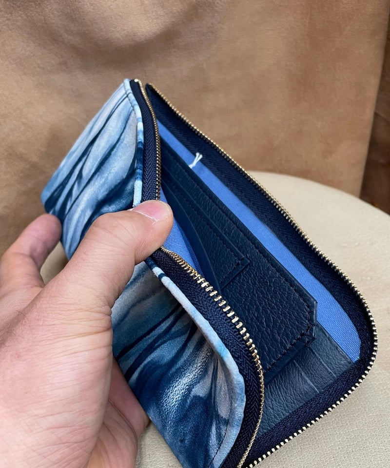 キョン革藍染L字長財布 | Harito by NUIZAEMON