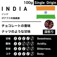 100g【深煎り】インド　ポアブス有機農園