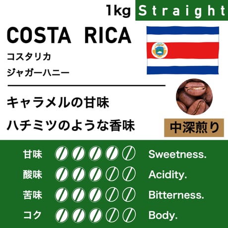1kg【中深煎り】コスタリカ　ジャガーハニー