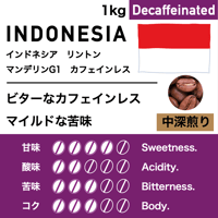 1kg【中深煎り】インドネシア　マンデリンG1　カフェインレス