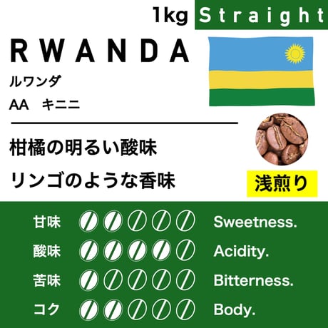 1kg【浅煎り】ルワンダ　キニニ　AA