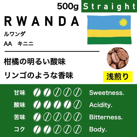 500g【浅煎り】ルワンダ　キニニ　AA