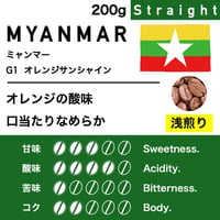 200g【浅煎り】ミャンマー　オレンジサンシャイン