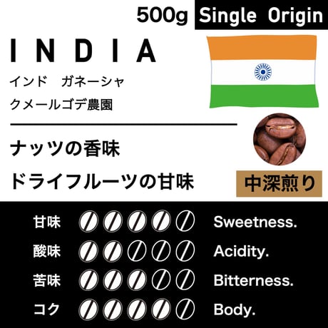 500g【中深煎り】インド　クメールゴデ農園