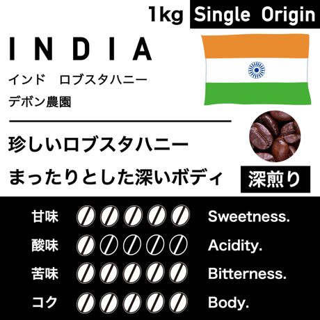 1kg【深煎り】インド　ロブスタハニー　デボン農園