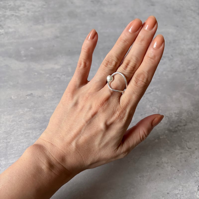 silver999 Wa ring pearl | IRONO Handwork brass