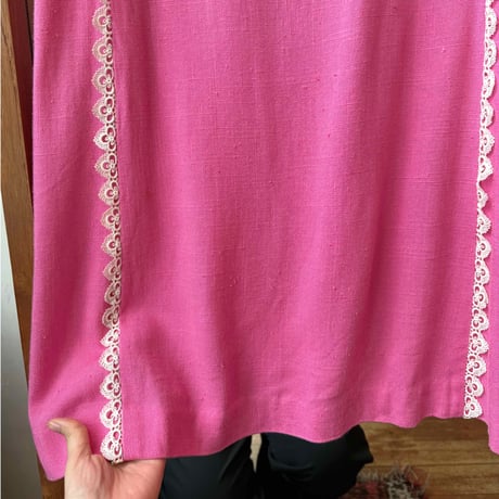 pink linen midi dress