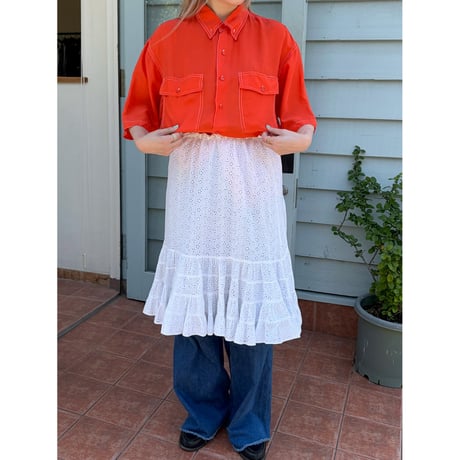 orange silk shirt