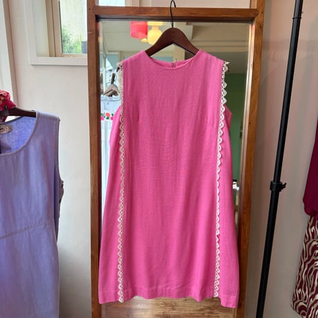 pink linen midi dress