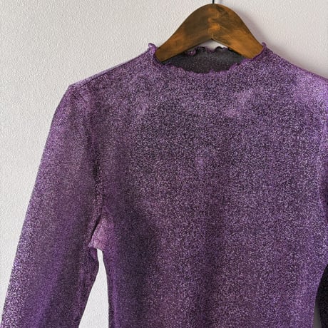 purple sheer lame tops