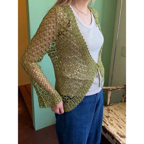green crochet cardigan