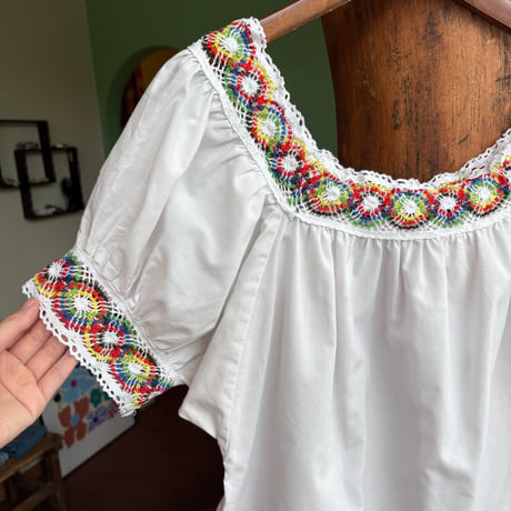 made in USA rainbow embroidery design blouse
