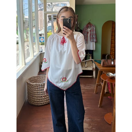made in Hungary triangle hem embroidery tunic