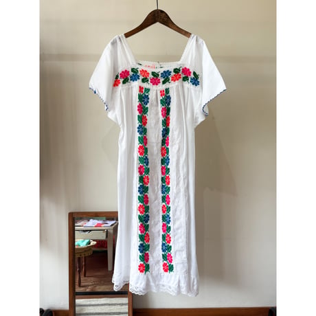 White embroidery Mexican dress