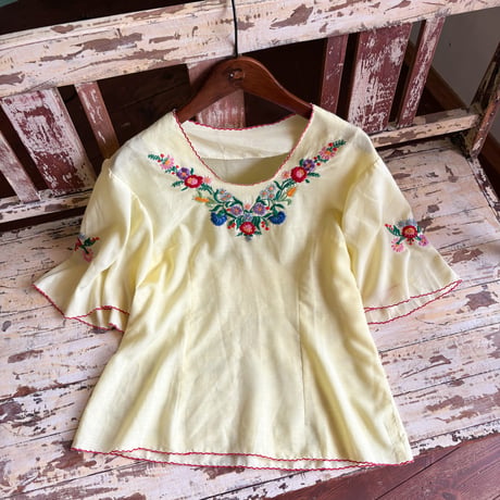yellow embroidery blouse