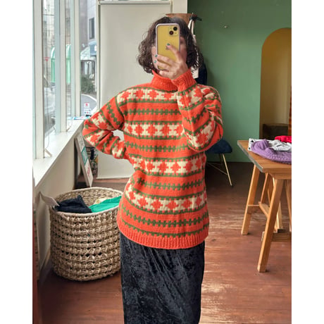 high neck design sweater