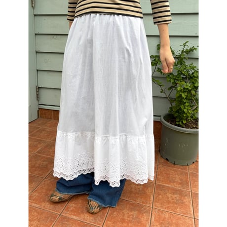 cutwork lace cotton long skirt