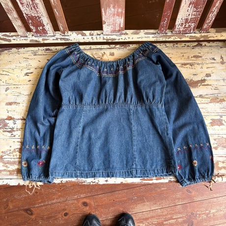 denim embroidery tunic　⚪️