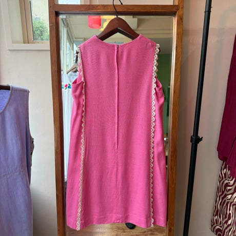 pink linen midi dress