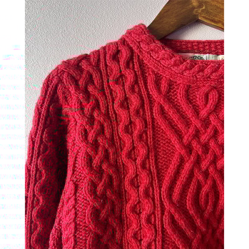 made in Ireland red cable sweater | Bent