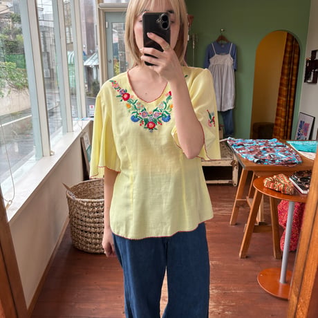 yellow embroidery blouse