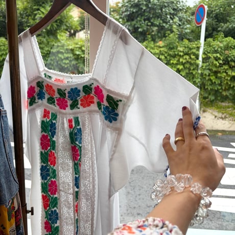 White embroidery Mexican dress