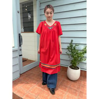made in USA red embroidery flower dress