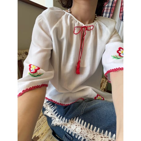 made in Hungary triangle hem embroidery tunic