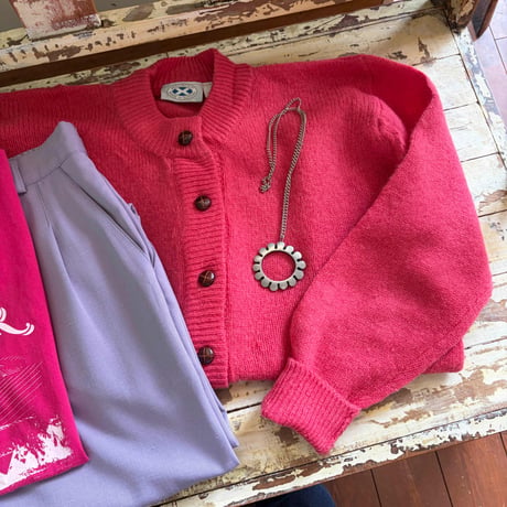 made in Scotland pink knit cardigan