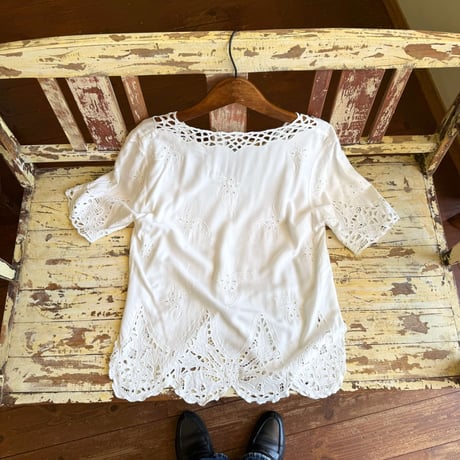 cutwork lace s/s shirt