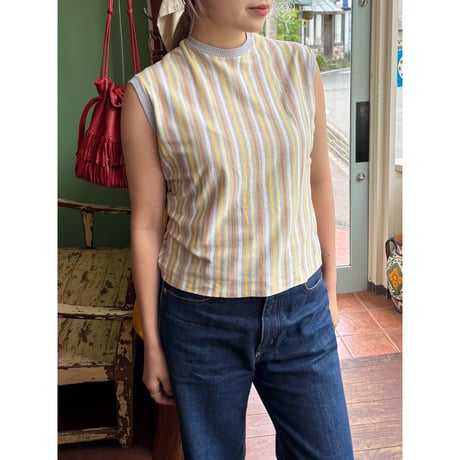 stripe sleeveless tops