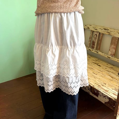 cotton frill midi skirt