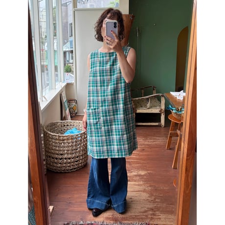 check pattern midi dress