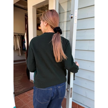 green shaggy knit jacket
