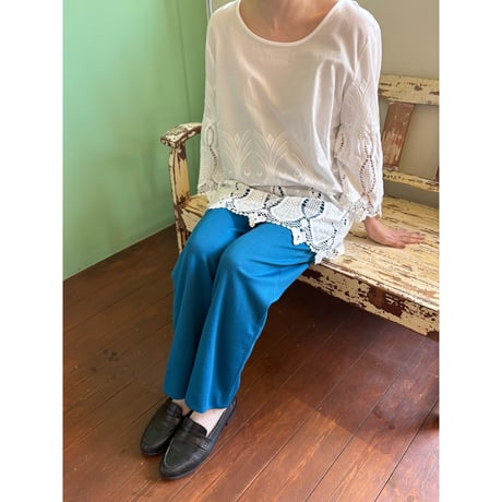made in USA turquoise blue Jersey pants