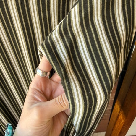 scallop collar stripe midi dress
