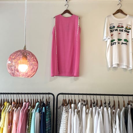 pink linen midi dress