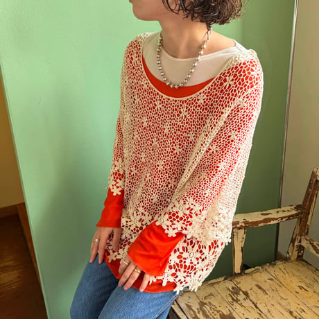 orange mesh l/s tops