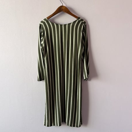 scallop collar stripe midi dress