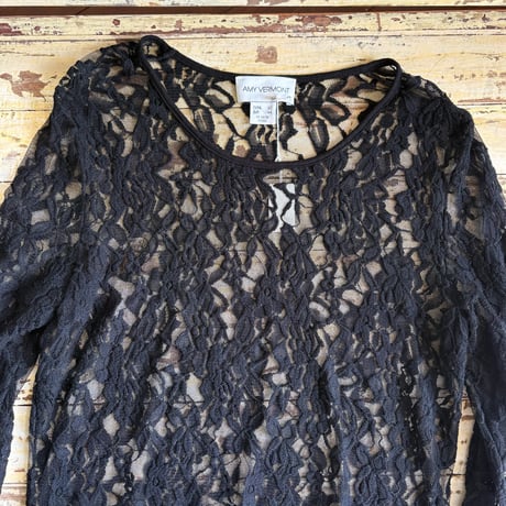 black all lace l/s tee